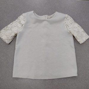 EUC Ann Taylor LOFT Lace Half-Sleeve Top